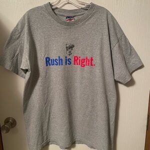 Vintage Union Made Rush Limbaugh “Rush Is Right” Tee Mens SZ XL Made In USA